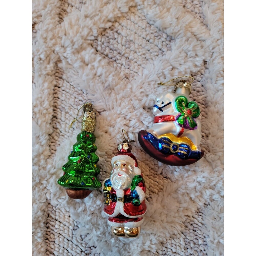 Vintage 2002 Thomas Pacconi Blown Glass Ornaments Set Of 3